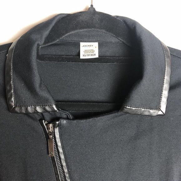 Jockey Full Zip Jacket Womens XS Asymmetric Ponte Stretchy Knit Black Pockets - Picture 3 of 14